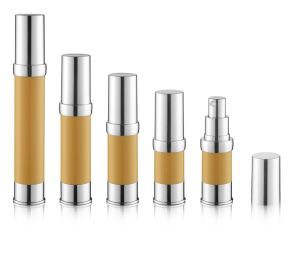 Бутилка безвъздушна помпа от 10 ml със сребърна капачка