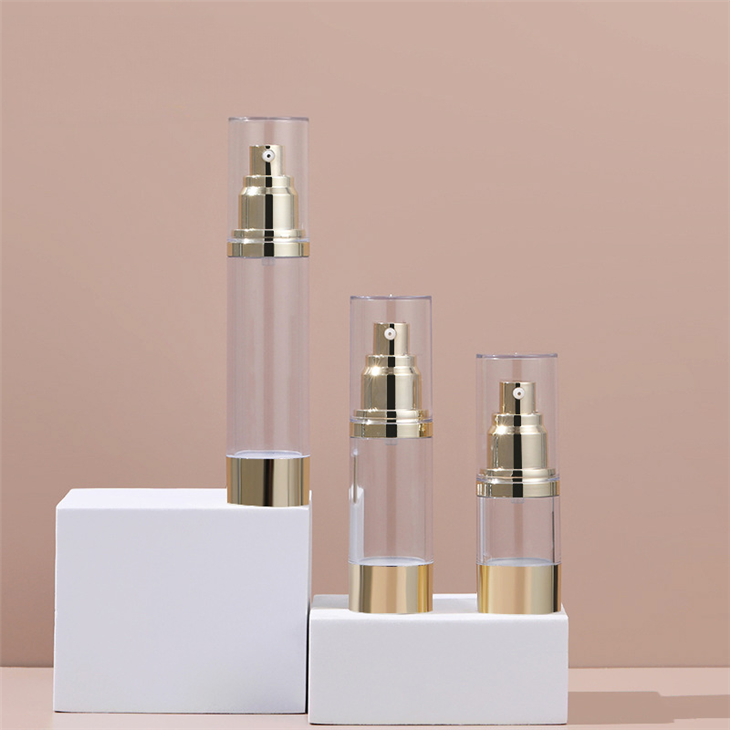 Безвъздушна бутилка със златна помпа